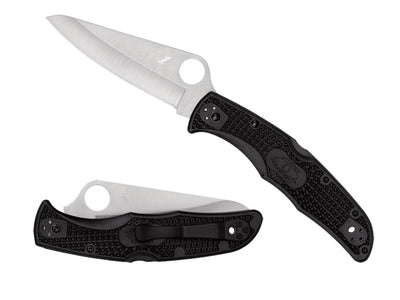 Spyderco Pacific Salt 2 C91PBK2 dettaglio lama H-1 piatta e clip quattro posizioni su FRN nero