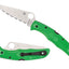 Spyderco Pacific Salt 2 C91FSGR2 dettaglio lama LC200N seghettata e manico FRN verde
