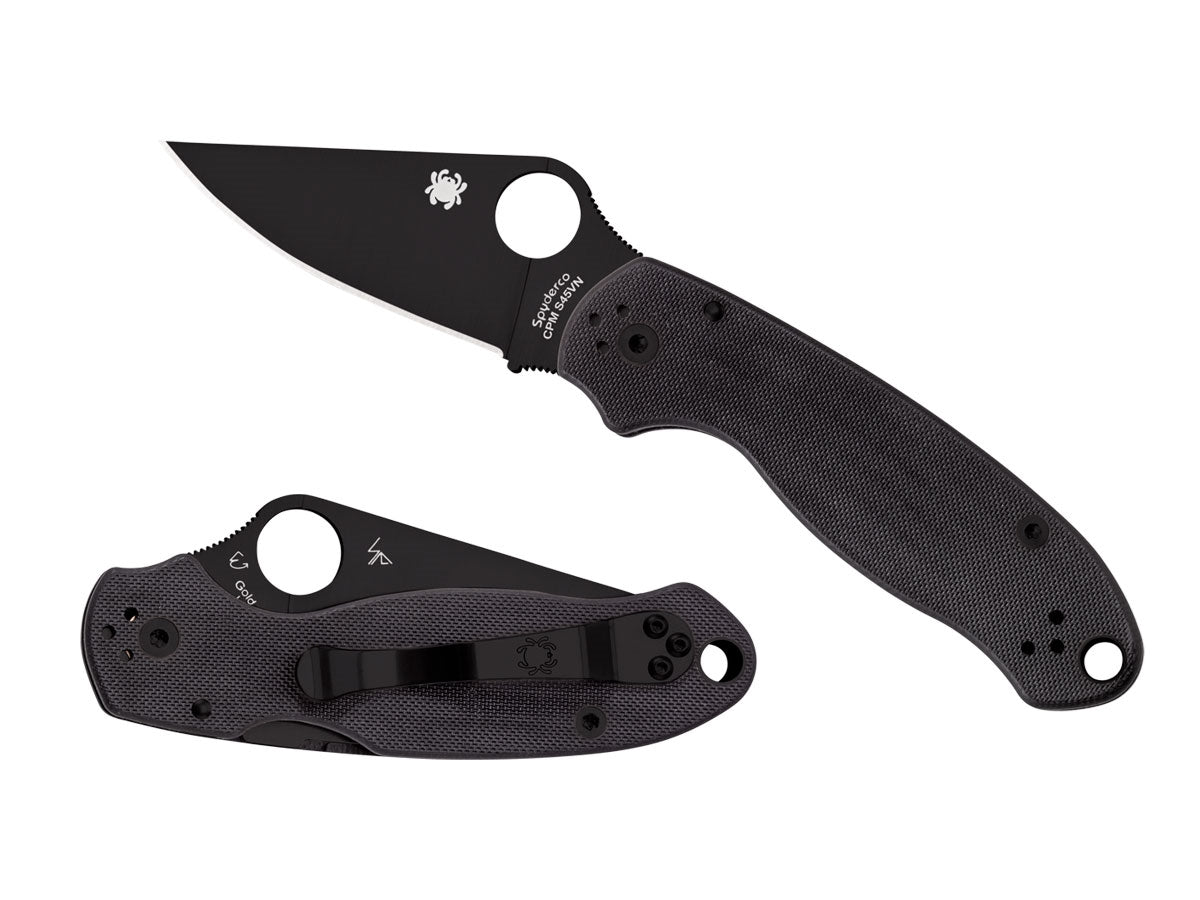 Spyderco Para 3 C223GPBK dettaglio rivestimento DLC Diamond Like Carbon su lama CPM S45VN