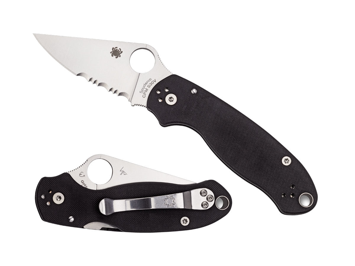 Spyderco Para 3 C223GPS dettaglio lama combo e G-10 nero