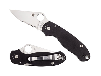 Spyderco Para 3 C223GPS dettaglio lama combo e G-10 nero