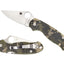 Spyderco Para 3 C223GPCMO dettaglio G-10 mimetico digitale e fodere acciaio scheletrate
