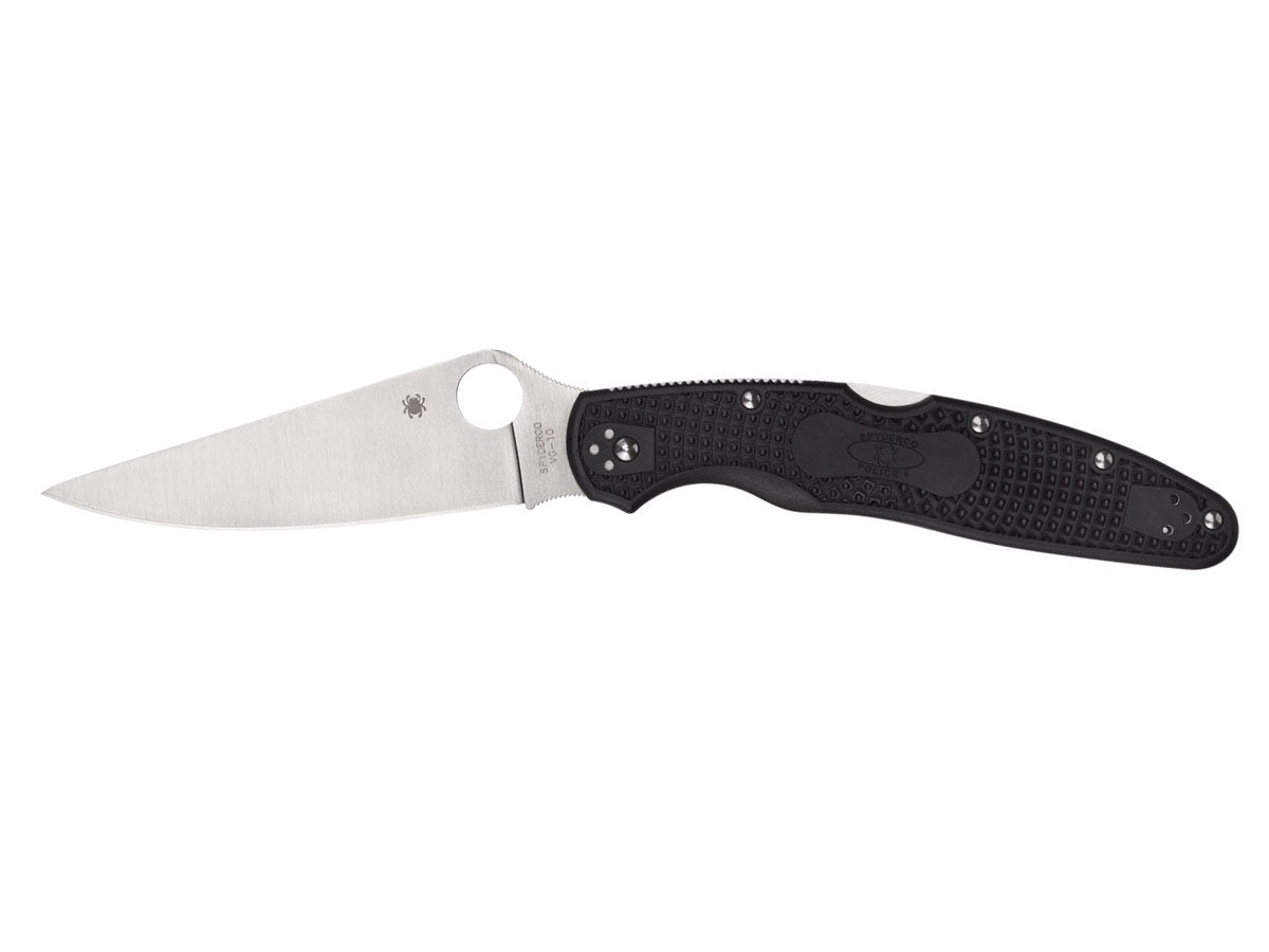 Spyderco Police 4 C07PBK4 lama VG-10 completamente piatta, manico FRN nero stampato a iniezione