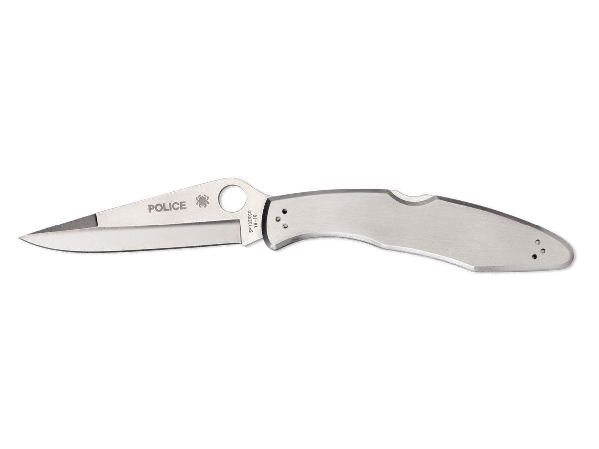 Spyderco Police C07P lama VG-10 piatta 10,4 cm, manico acciaio, totale 24 cm