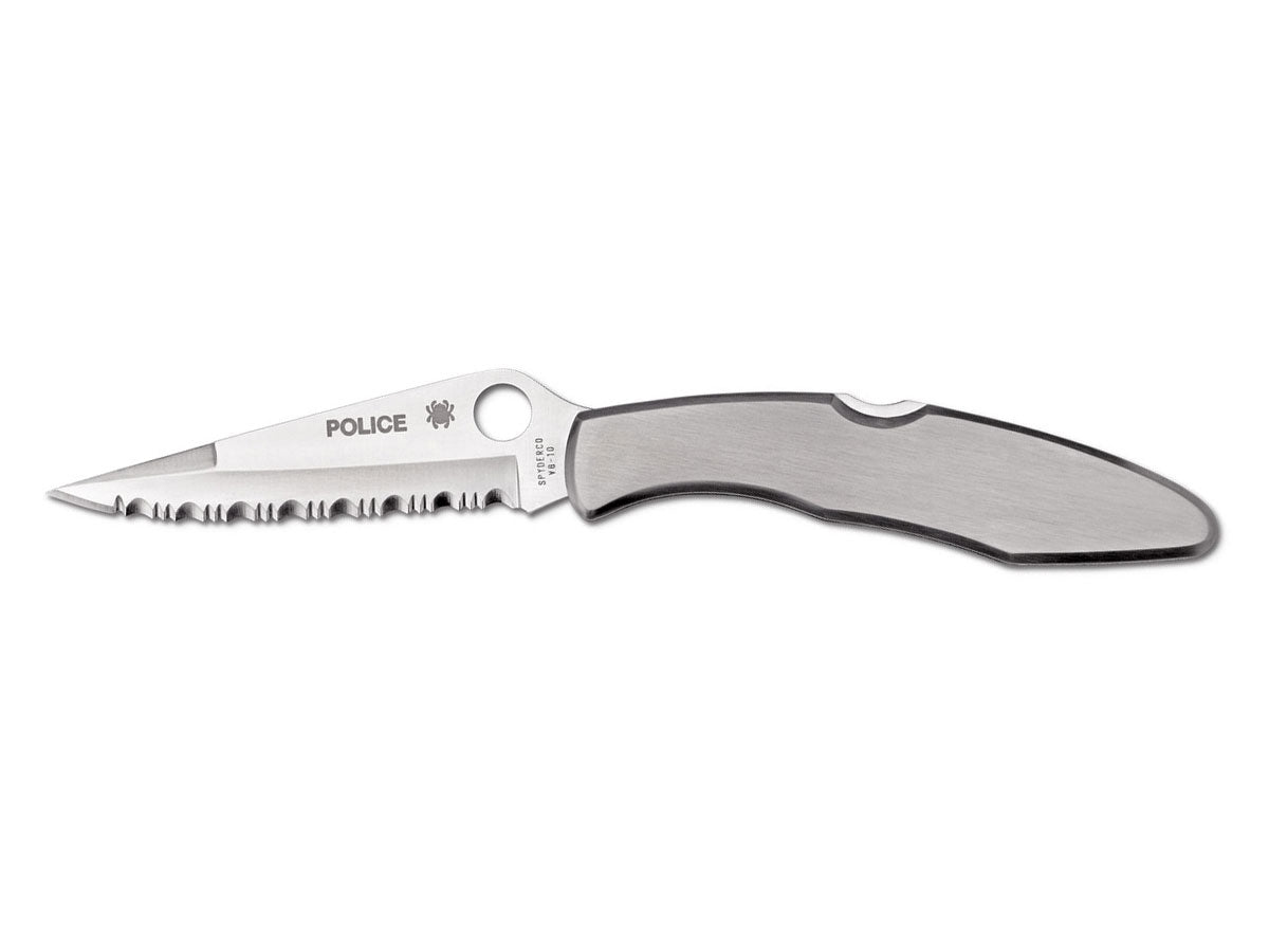 Spyderco Police C07S lama VG-10 seghettata 10,4 cm, manico acciaio, totale 24 cm