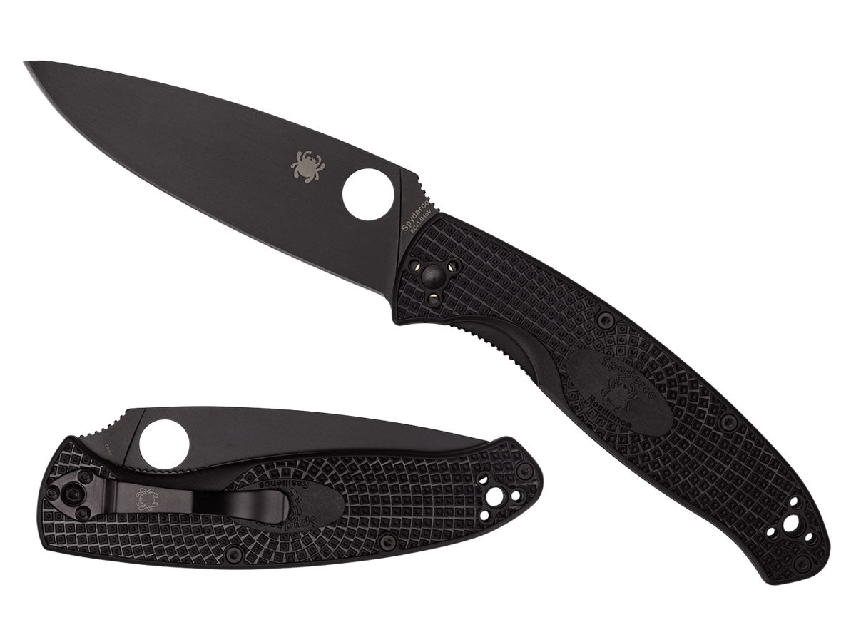 Spyderco Resilience C142PBBK Liner Lock, hardware rivestito nero, Made in China