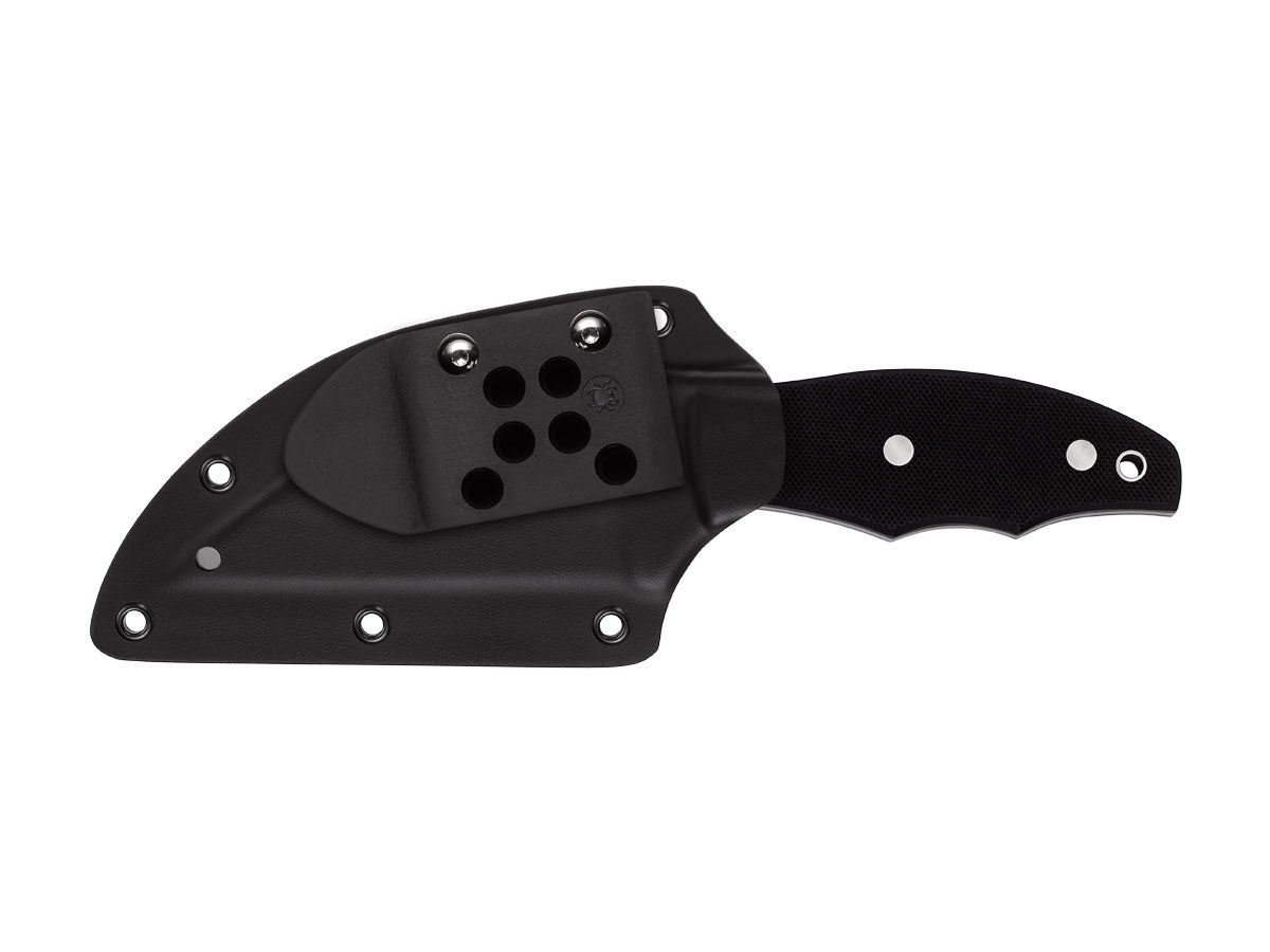 Spyderco Ronin 2 FB09GP2 dettaglio lama Wharncliffe CTS BD1 hollow grind e G-10 nero