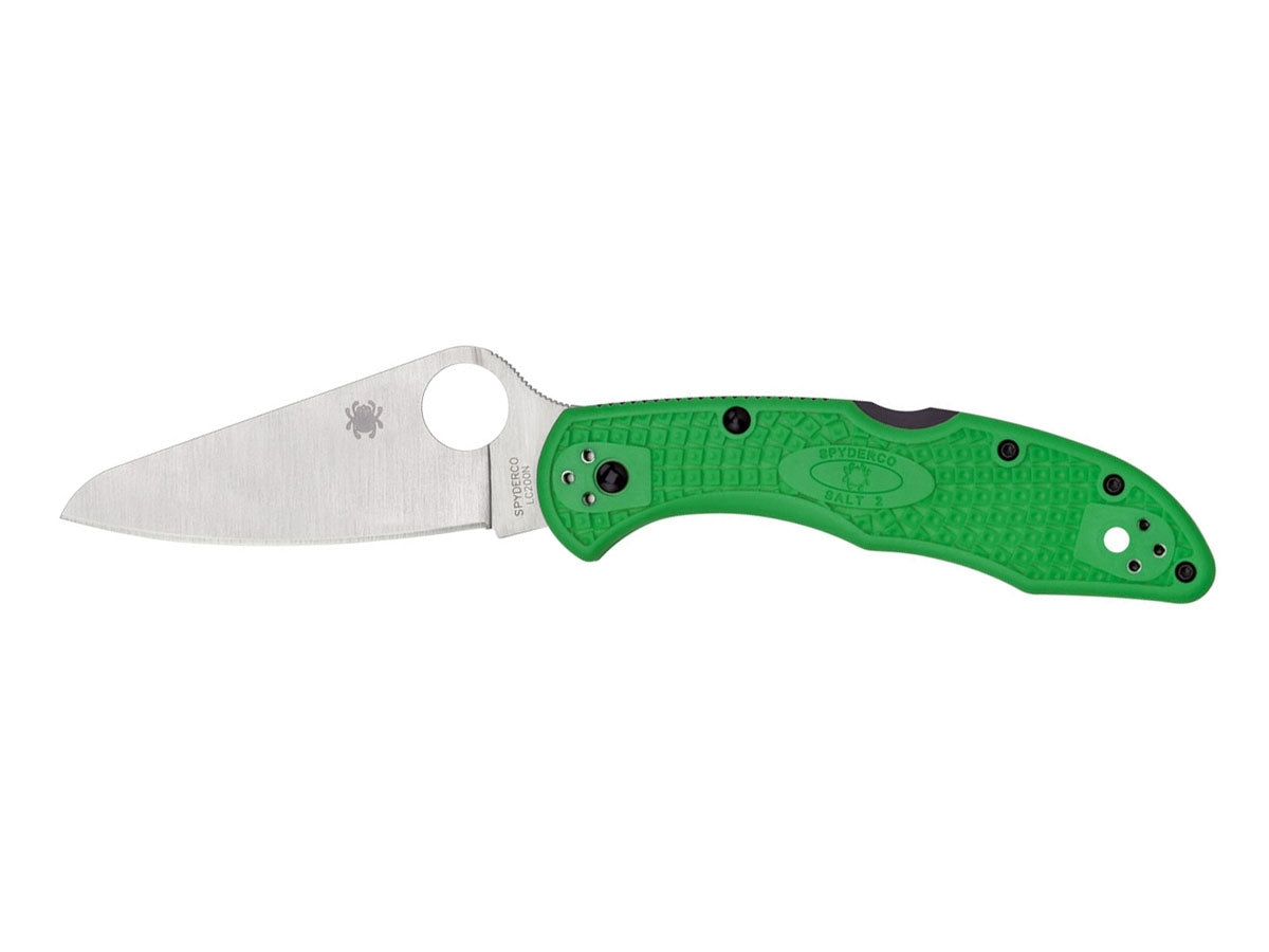 Spyderco Salt 2 C88FPGR2 lama LC200N martensitico piatta basso attrito, manico FRN verde