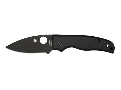Spyderco Shaman C229GPBK lama CPM S30V flat grind rivestita DLC nera, manico G-10 sagomato opaco