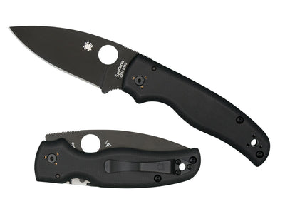 Spyderco Shaman C229GPBK dettaglio lama CPM S30V DLC nera e guancette G-10 con Compression Lock