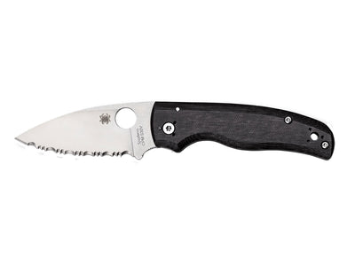 Spyderco Shaman C229GS lama CPM S30V seghettata flat grind, manico G-10 sagomato, lamine acciaio