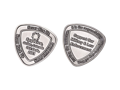 Spyderco SpyderCoin 2021 COIN2021 moneta commemorativa forma triangolare nichel antico forze dell'ordine USA