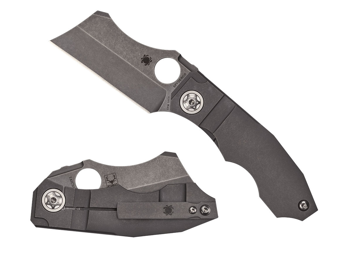 Spyderco Stovepipe C260TIP dettaglio lama mannaia CPM 20CV e lastre titanio con backspacer