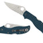 Spyderco Stretch 2 C90FP2K390 dettaglio lama K390 acciaio utensili e dorso dritto su FRN blu