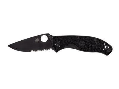 Spyderco Tenacious C122PSBBK manico FRN nero Bi-Directional Texture, lama combo ossido nero