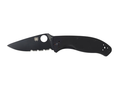 Spyderco Tenacious C122GBBKPS lama combo 8Cr13MoV con rivestimento nero, manico G-10