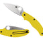 Spyderco UK Penknife Salt C94PYL dettaglio lama foglia H-1 e foro cordino FRN giallo senza clip