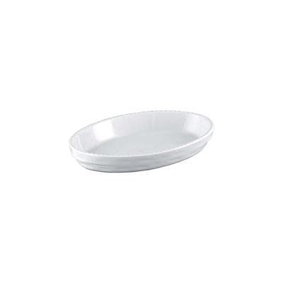 Pirofila da Forno Ovale Impilabile in Porcellana Bianca 32x20 cm H 5 cm