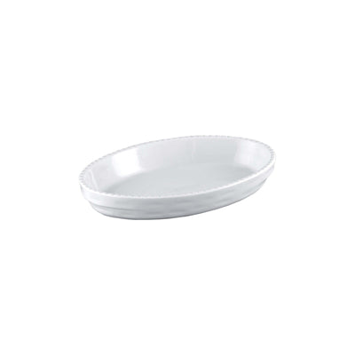 Pirofila da Forno Ovale Impilabile in Porcellana Bianca 36x22 cm H 5 cm