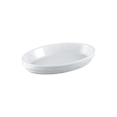 Pirofila da Forno Ovale Impilabile in Porcellana Bianca 38x24 cm H 5 cm