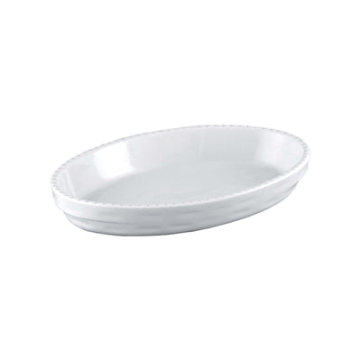 Pirofila da Forno Ovale Impilabile in Porcellana Bianca 42x26 cm H 5,5 cm