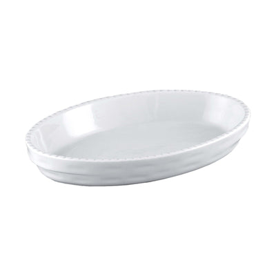 Pirofila da Forno Ovale Impilabile in Porcellana Bianca 44x27 cm H 5,5 cm