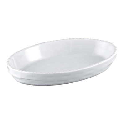 Pirofila da Forno Ovale Impilabile in Porcellana Bianca 48x30 cm H 6,5 cm