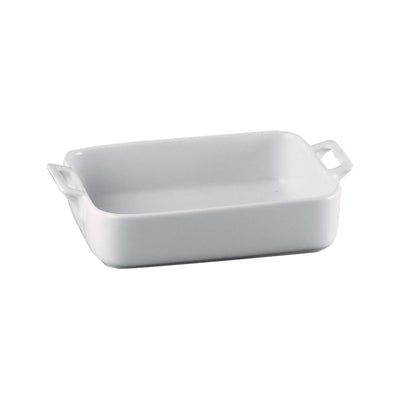 Tegame Rettangolare con Manici in Porcellana Bianca 14x11,3 cm H4,7 4 Pezzi
