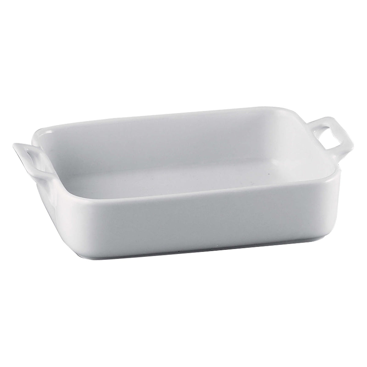 Tegame Rettangolare con Manici in Porcellana Bianca 18x14,5 cm 4 Pezzi
