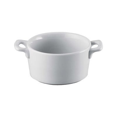 Casseruola Tonda con Manici in Porcellana Bianca Ø 12 cm 4 Pezzi