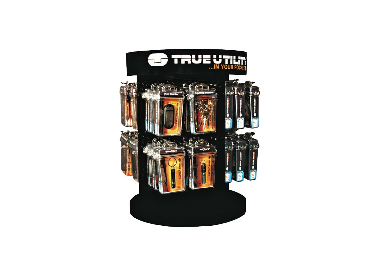 Display girevole True Utility 16 ganci, cm 48h x 35d, capacità 48 prodotti