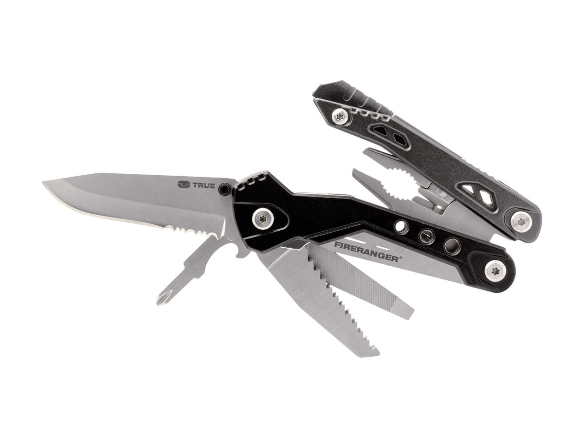 True Utility FIREANGER TU182 multi-tool con bacchetta focaia e fischietto emergenza