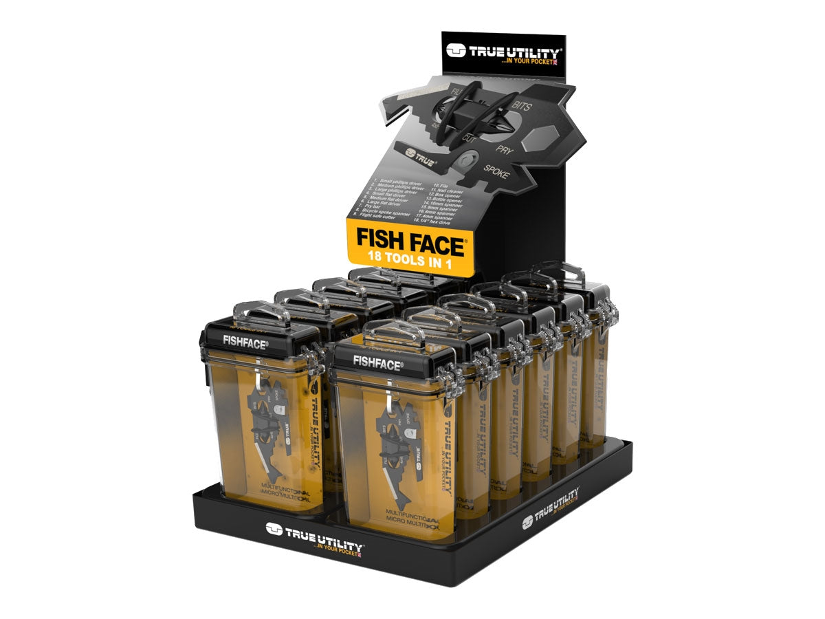True Utility FISHFACE Display - vista completa contenuto 18 pz