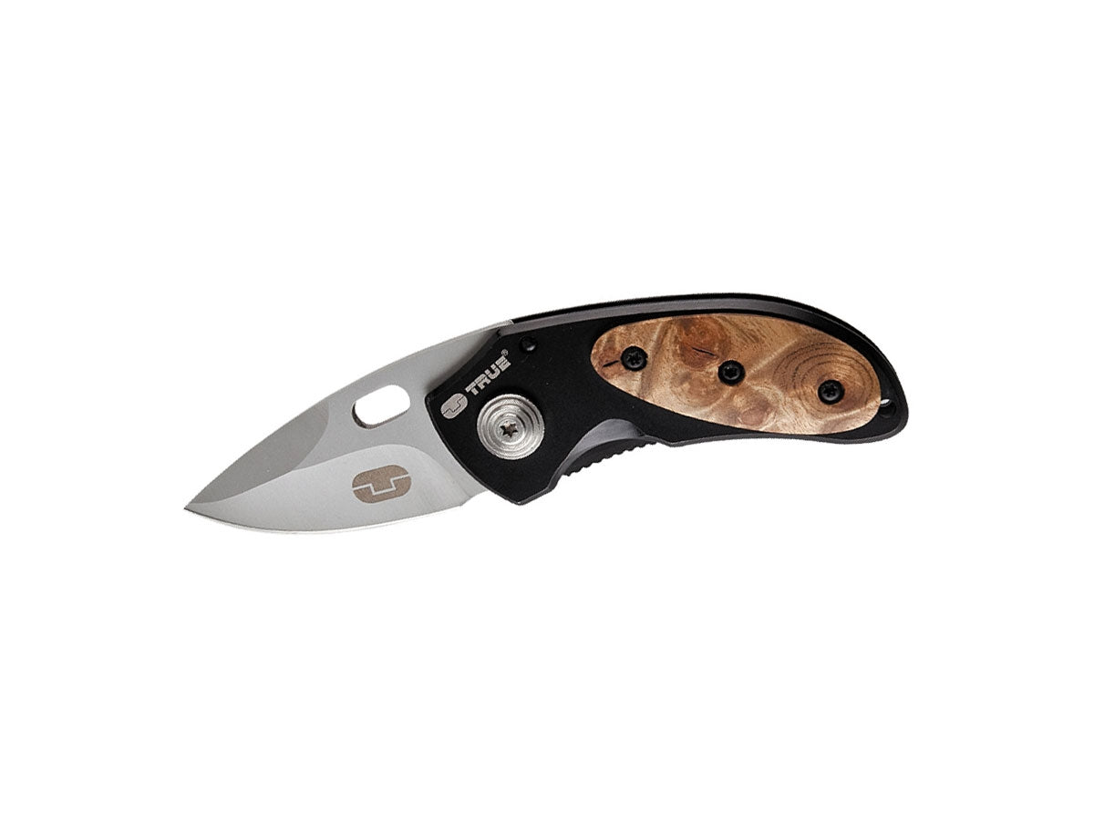 True Utility JACKNIFE coltello portachiavi 420 stainless manico alluminio/legno