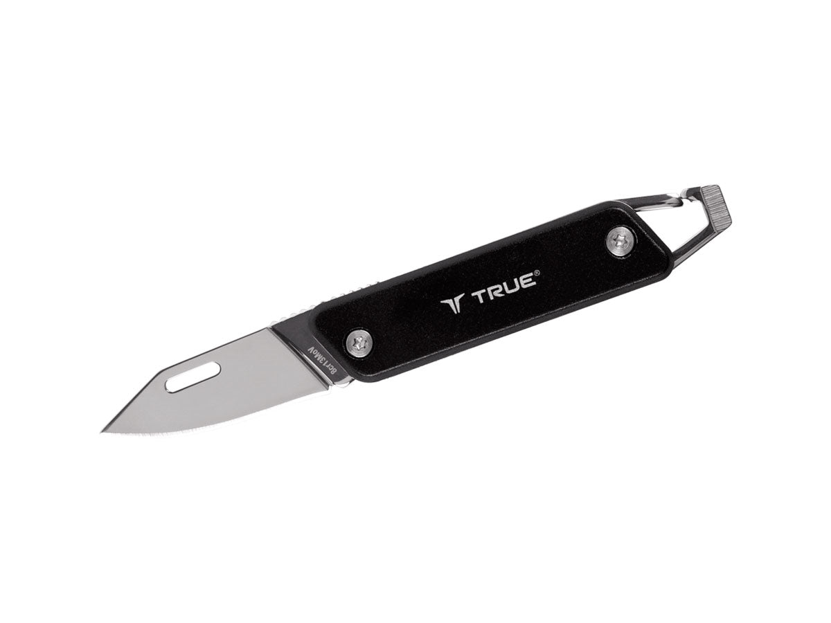 True Utility MODERN KEYCHAIN KNIFE nera TU7059 coltello Slipjoint 8Cr13MoV alluminio nero