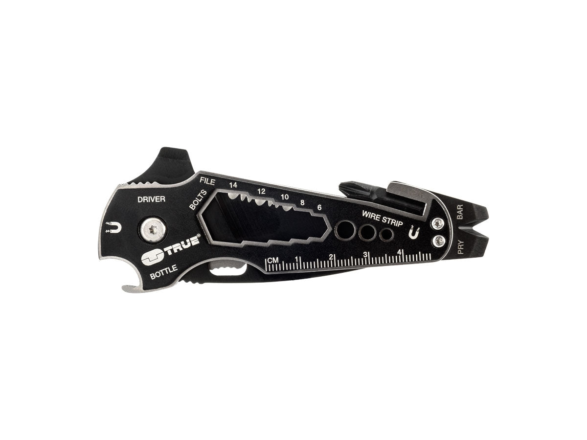 True Utility SMARTKNIFE+ BLACK BLADE - dettaglio limetta e cacciaviti magnetici 1/4"