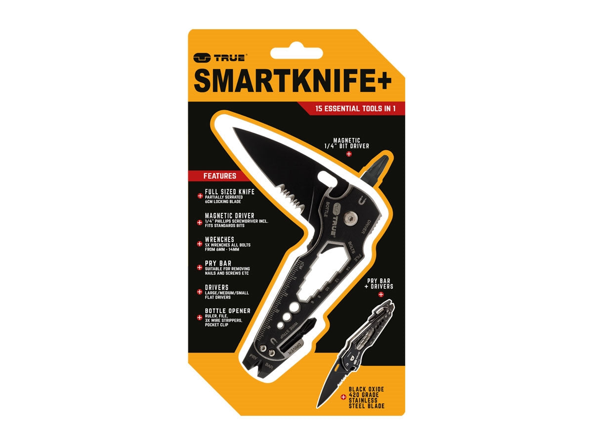 True Utility SMARTKNIFE+ BLACK BLADE - vista completa strumenti Natralock pack