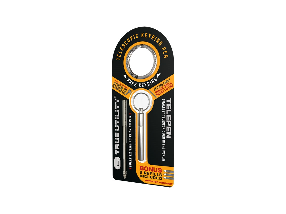 True Utility TELEPEN - dettaglio clip e 3 refills neri inclusi