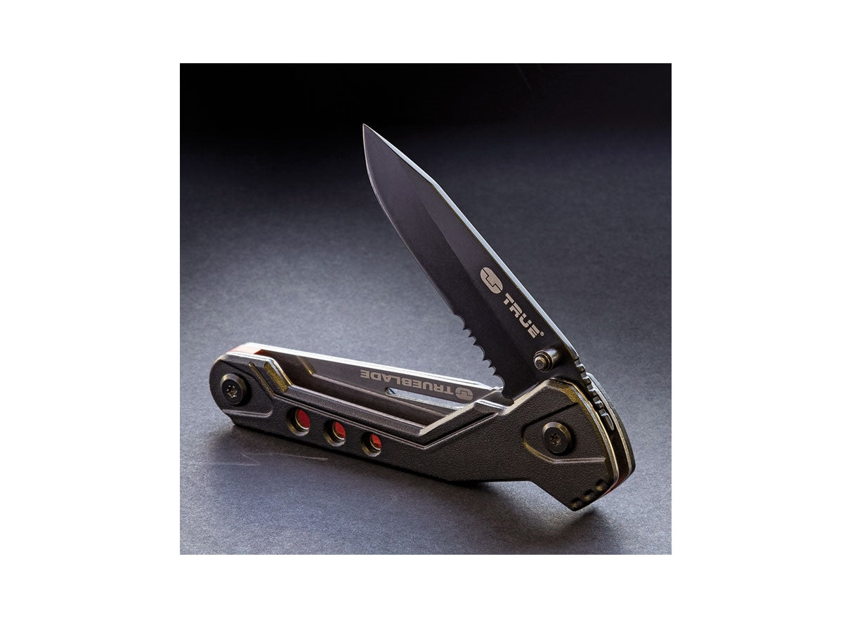 True Utility TRUEBLADE KNIFE TU6871 - dettaglio clip e apertura lama