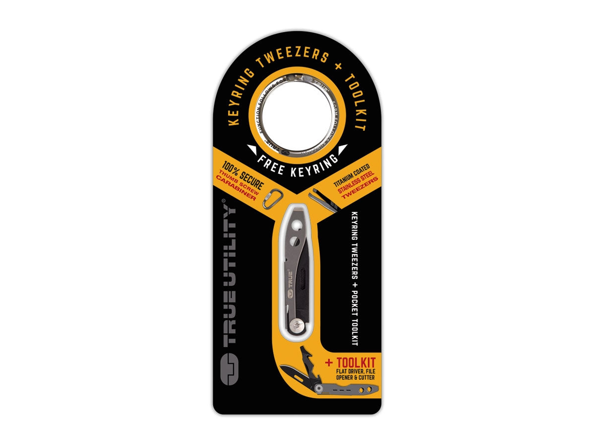 True Utility TWEEZER TOOL TU584K - dettaglio pinzette e moschettone