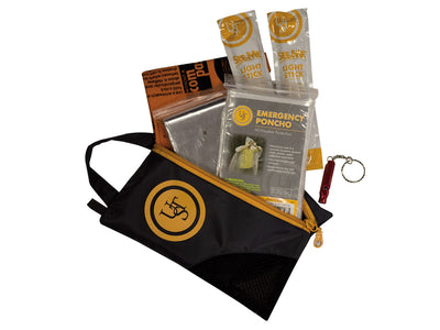 Ust STAY SAFE KIT emergenza con poncho, coperta riflettente, fischietto e bastoncini luminescenti