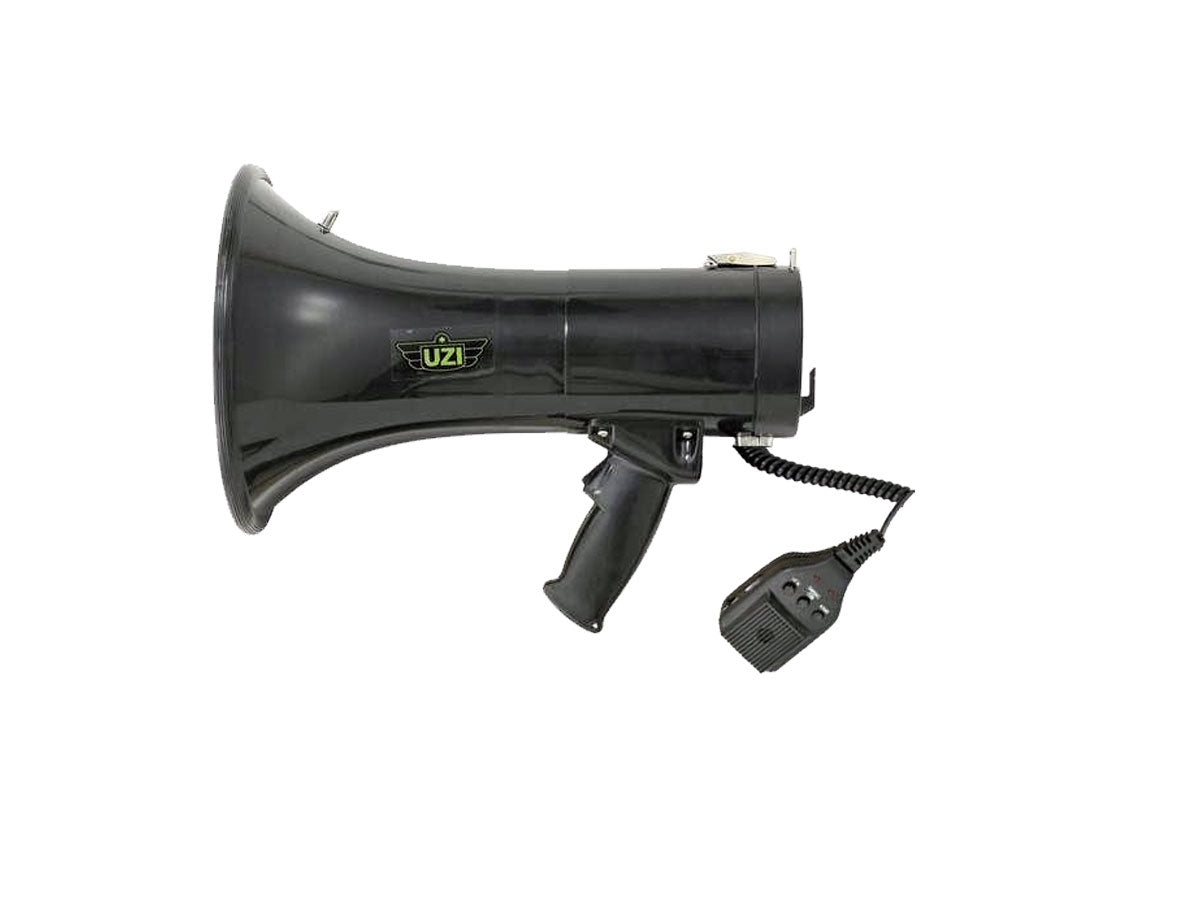 Uzi megafono 50 watt portatile – vista laterale con impugnatura