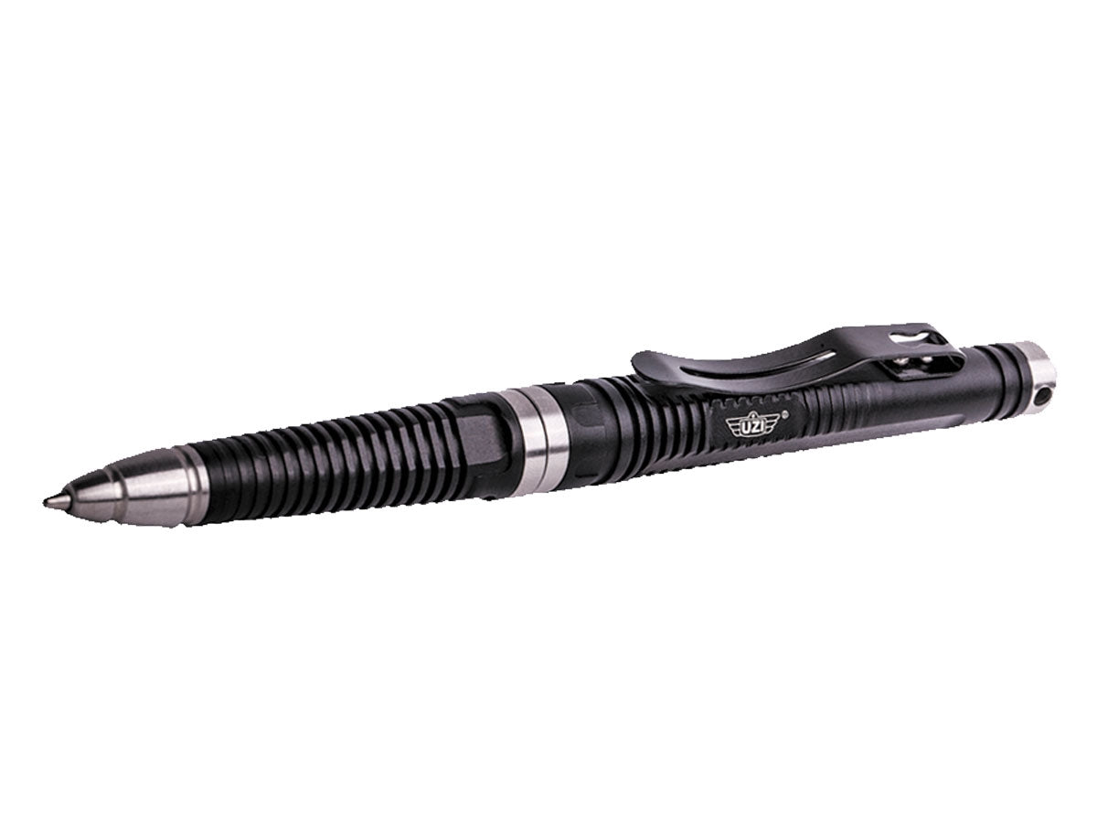 Uzi Tactical Pen N.8 nero con rompivetro – vista laterale completa