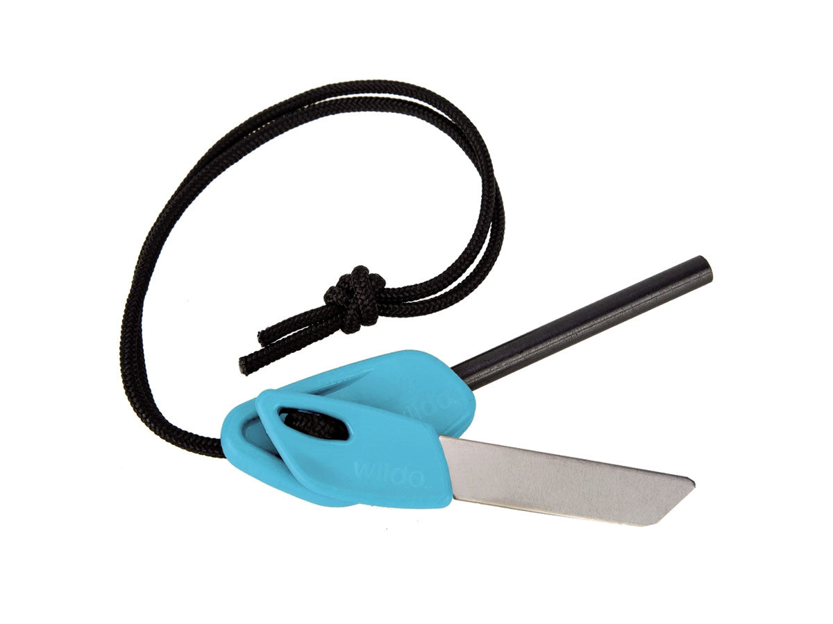 Wildo FIRE FLASH STARTER PRO SMALL azzurro asta ferrocerium raschietto stainless steel Made in Sweden