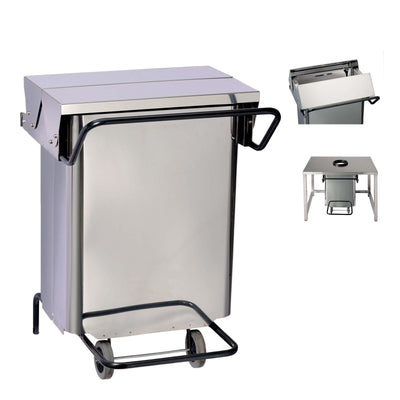 Bidone Portarifiuti Inox con Pedale e Apertura Centrale 70 Litri