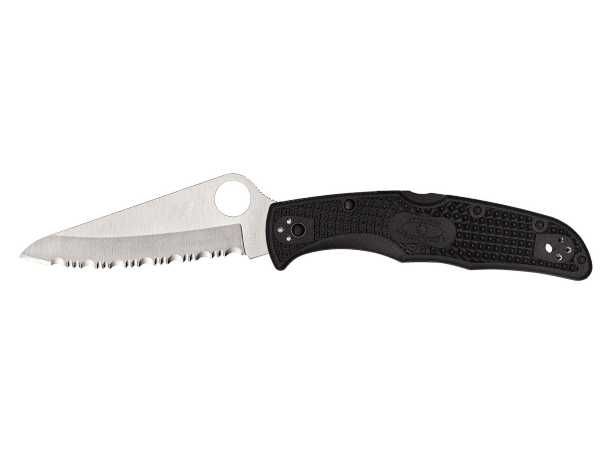 Spyderco Pacific Salt 2 C91SBK2 lama H-1 seghettata anticorrosione, manico FRN nero Bi-Directional Texture
