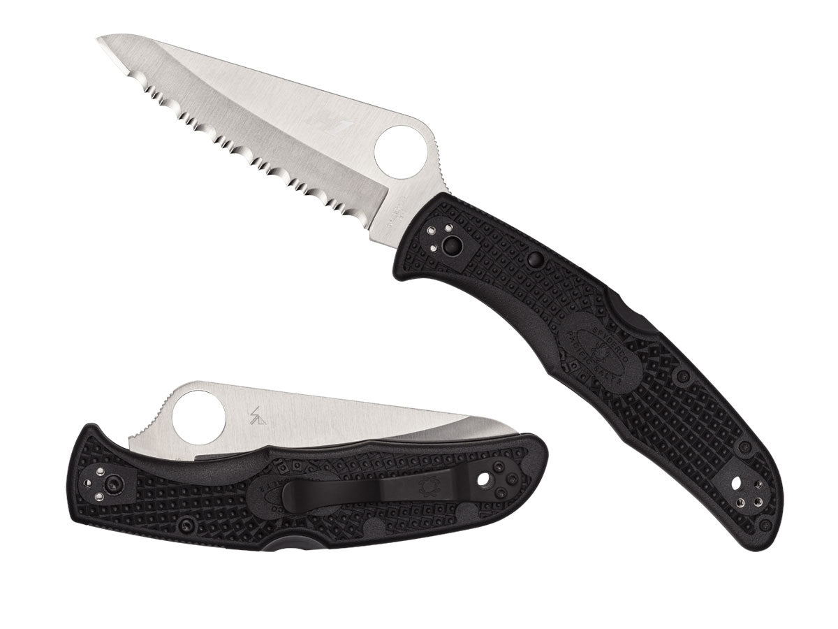 Spyderco Pacific Salt 2 C91SBK2 dettaglio lama H-1 seghettata e FRN nero