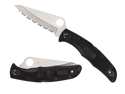 Spyderco Pacific Salt 2 C91SBK2 dettaglio lama H-1 seghettata e FRN nero