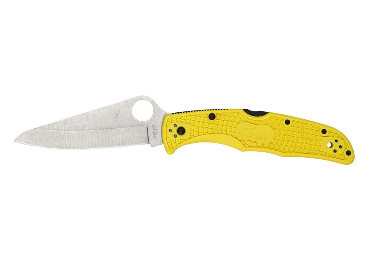 Spyderco Pacific Salt 2 C91PYL2 lama H-1 anticorrosione piatta, manico FRN giallo, costruzione senza fodera