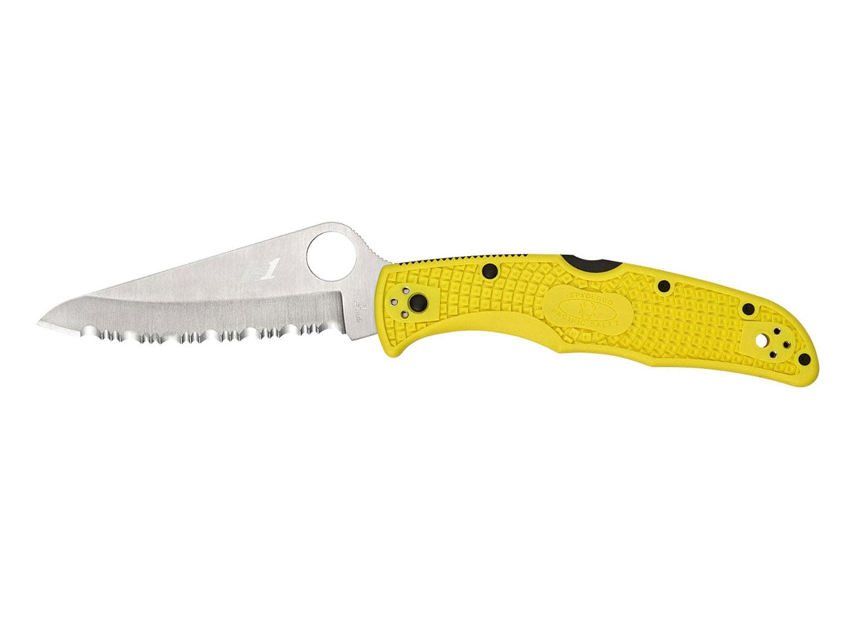 Spyderco Pacific Salt 2 C91SYL2 lama H-1 seghettata SpyderEdge, manico FRN giallo, costruzione senza fodera